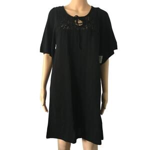 NEW An'ge Crochet Bodice Black Dress OS